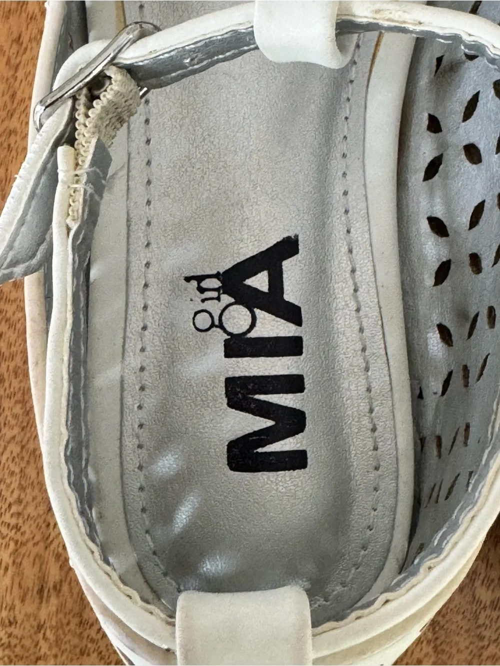 MIA White Laser-Cut T‑Strap Girls' Dress Flats
